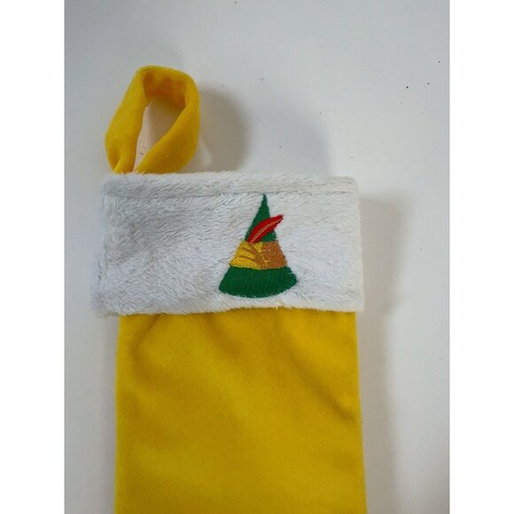 Yellow Elf-Themed Christmas Stocking With Embroidered Hat & Red Feather - Picture 4 of 12